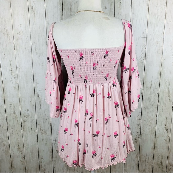 🔥FREE PEOPLE🔥Lana Off The Shoulder Floral Tunic Top Pink/Purple NWT - Picture 8 of 11